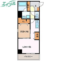 グリーンベル2 1LDKの間取図画像