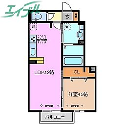 カーサヴィータ 1LDKの間取図画像