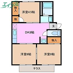 シャメルハイツ 3DKの間取図画像