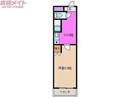 アイルームいなべ大安 3階1Kの間取り