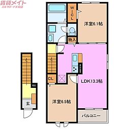 ひよこのいえ　に 2階2LDKの間取り