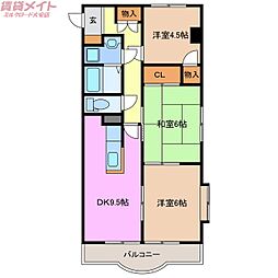 Ｆｏｎｔａｉｎｅ 2階3DKの間取り