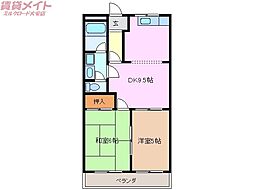 イーストバレー 1階2LDKの間取り