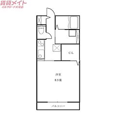 ガノスＡ棟 1階1Kの間取り