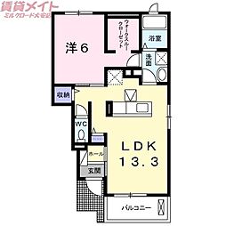 ヒルズコート　Ｂ棟 1階1LDKの間取り