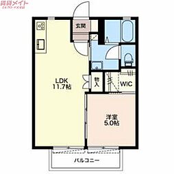 アドバンテージA 1LDKの間取図画像