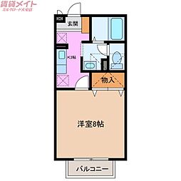 マメゾン大羽根 1Kの間取図画像