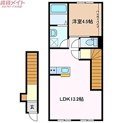 仮)東員町鳥取新築アパート 1LDKの間取図画像