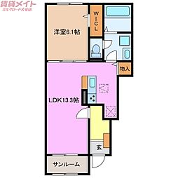 ひよこのいえいち 1LDKの間取図画像