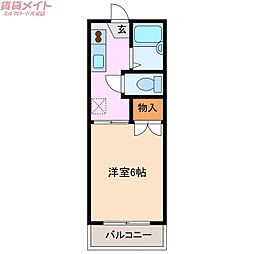 エバーグリーン1 1Kの間取図画像