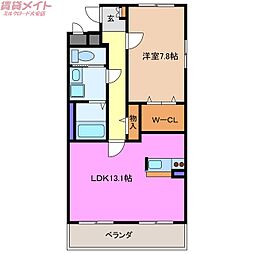 アルバクオーレA 1LDKの間取図画像