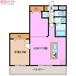 サクラヒルズ 1LDKの間取図画像