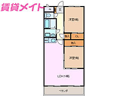 ガーデンヒルＦ・Ｍ・Ｔ 3階2LDKの間取り