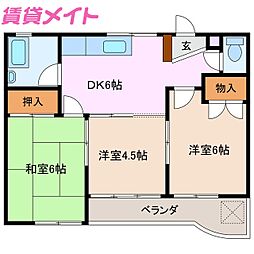 メゾン吉川 3階3DKの間取り