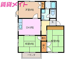 コンフォール A棟 2階3DKの間取り