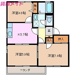 プリメーロ八王子 2階3Kの間取り