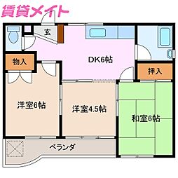メゾン吉川 1階3DKの間取り
