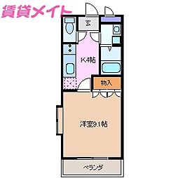 フォレスト・ヴィラ II 2階1Kの間取り