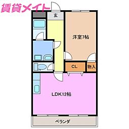 ＷＥＳＴ5 2階1LDKの間取り