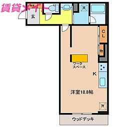 シャーメゾン　ル　シエル 1階ワンルームの間取り