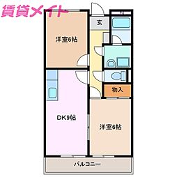 グランメール27 2DKの間取図画像