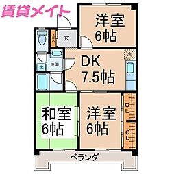 ハイツサイキ 3DKの間取図画像