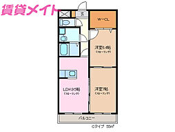 コーラルガーデン 2LDKの間取図画像