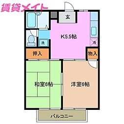 シティーハイツ後藤 2Kの間取図画像