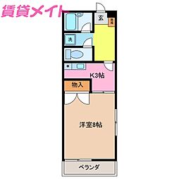 ハイマンション日永西B 1Kの間取図画像