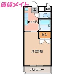 ユーミー日愛マンション 1Kの間取図画像