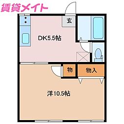 フォーブル幸 1DKの間取図画像