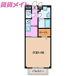 ユトリロ A棟 1Kの間取図画像