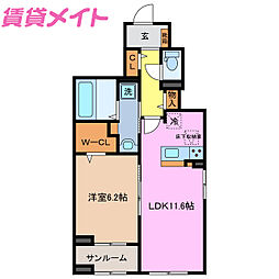 アビタシオン・M 1LDKの間取図画像