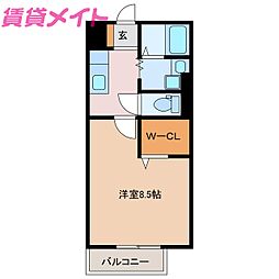 近鉄鈴鹿線 三日市駅 徒歩5分の賃貸アパート 2階1Kの間取り