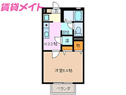 近鉄鈴鹿線 平田町駅 徒歩23分の賃貸アパート 2階1Kの間取り