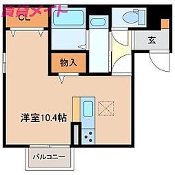 近鉄鈴鹿線 平田町駅 徒歩12分の賃貸アパート 2階ワンルームの間取り