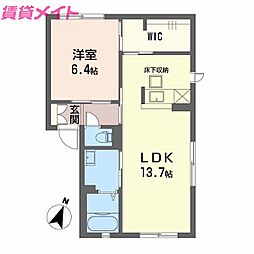 近鉄鈴鹿線 平田町駅 徒歩9分の賃貸アパート 1階1LDKの間取り