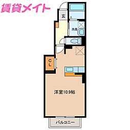 近鉄鈴鹿線 平田町駅 徒歩10分の賃貸アパート 1階ワンルームの間取り