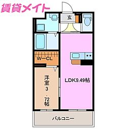 近鉄鈴鹿線 平田町駅 徒歩8分の賃貸マンション 1階1LDKの間取り