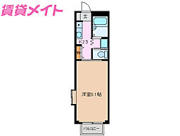 プチハイツ石井 1Kの間取図画像