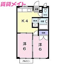 三重県鈴鹿市岡田2丁目（賃貸アパート2K・2階・33.12㎡） その2