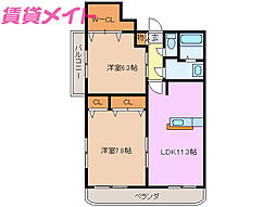 サン・シャイン 1階2LDKの間取り