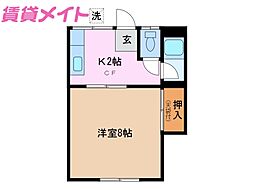サンハイツ 1階1Kの間取り