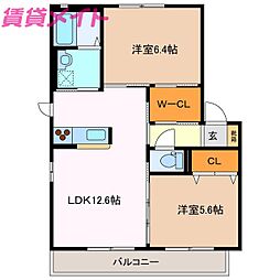 ベル・フォーレA 2LDKの間取図画像