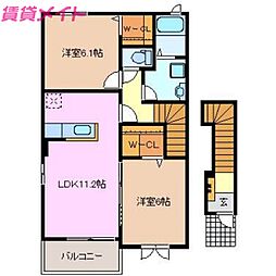 サニーコートA 2LDKの間取図画像