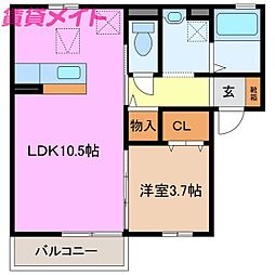 サードニックス 1LDKの間取図画像