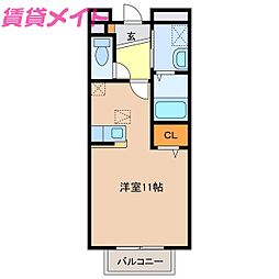 川崎ヒルズ2 ワンルームの間取図画像