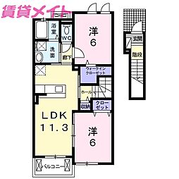 クリスタルコート 2LDKの間取図画像