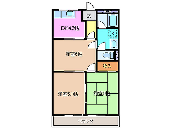 ミルキーウェイ 105｜三重県津市垂水(賃貸アパート3DK・1階・44.88㎡)の写真 その2