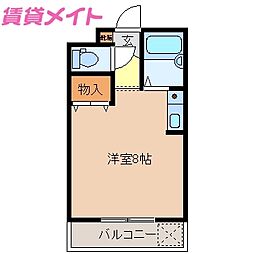 ファースト・ステージまちや 4階ワンルームの間取り
